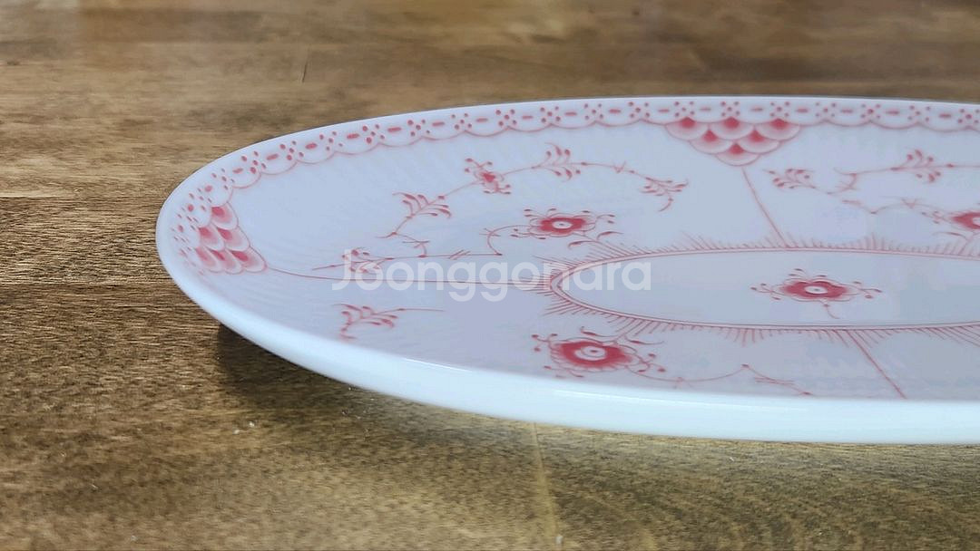로얄 코펜하겐 코랄 하프 레이스 오벌접시--4