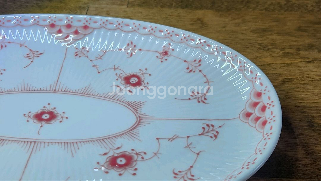 로얄 코펜하겐 코랄 하프 레이스 오벌접시--5