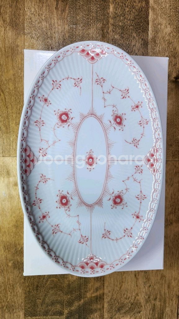 로얄 코펜하겐 코랄 하프 레이스 오벌접시--7