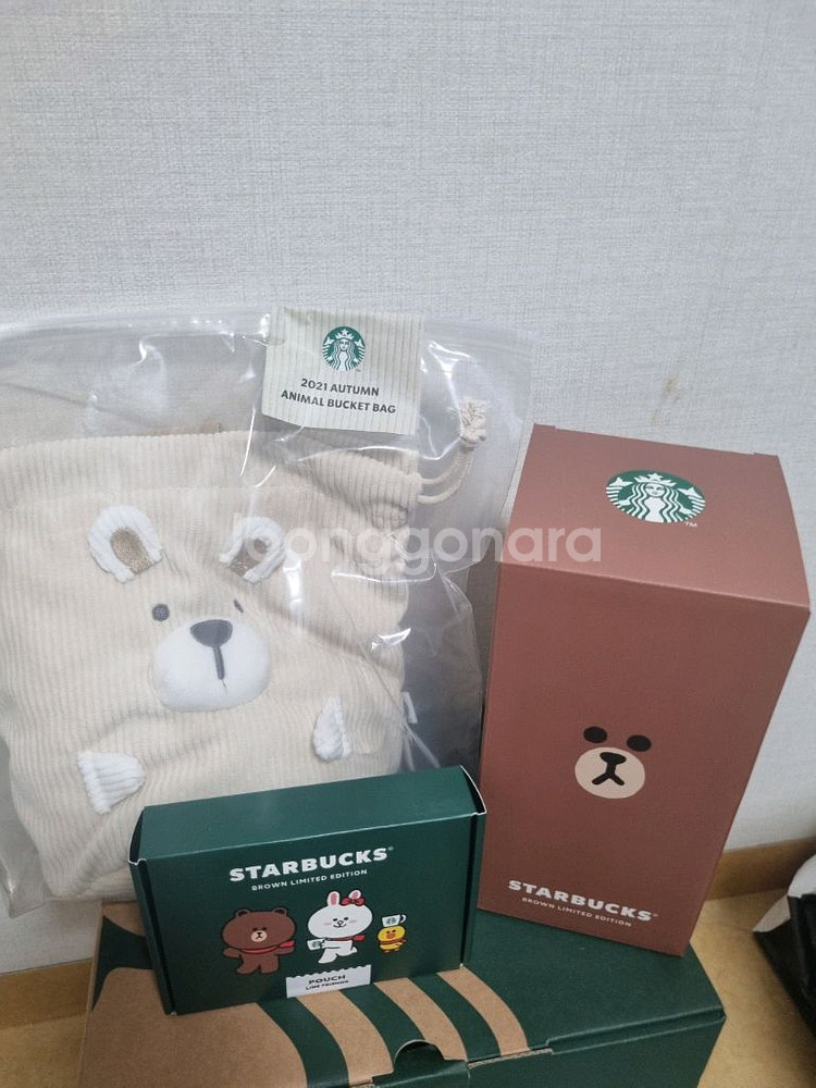 스타벅스 브라운 텀블러프렌즈 키링오텀 가을동물 버킷백--0