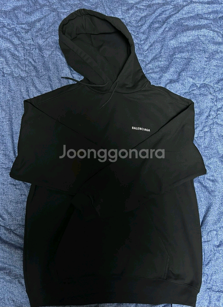 발렌시아가 백로고 블랙후드티--1