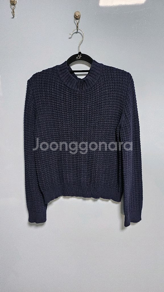 여성-와플니트 세미크롭(네이비)--0