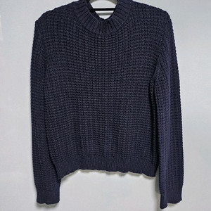 여성-와플니트 세미크롭(네이비)