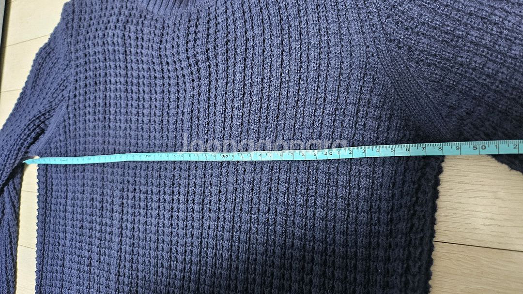 여성-와플니트 세미크롭(네이비)--2