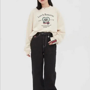 청바지 타게토X로맨틱크라운 블랙 스티치 참 바지