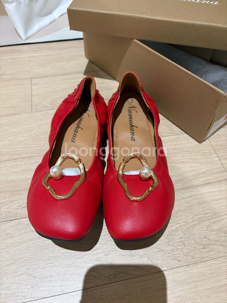 나무하나 레드 소가죽 플랫 245--1