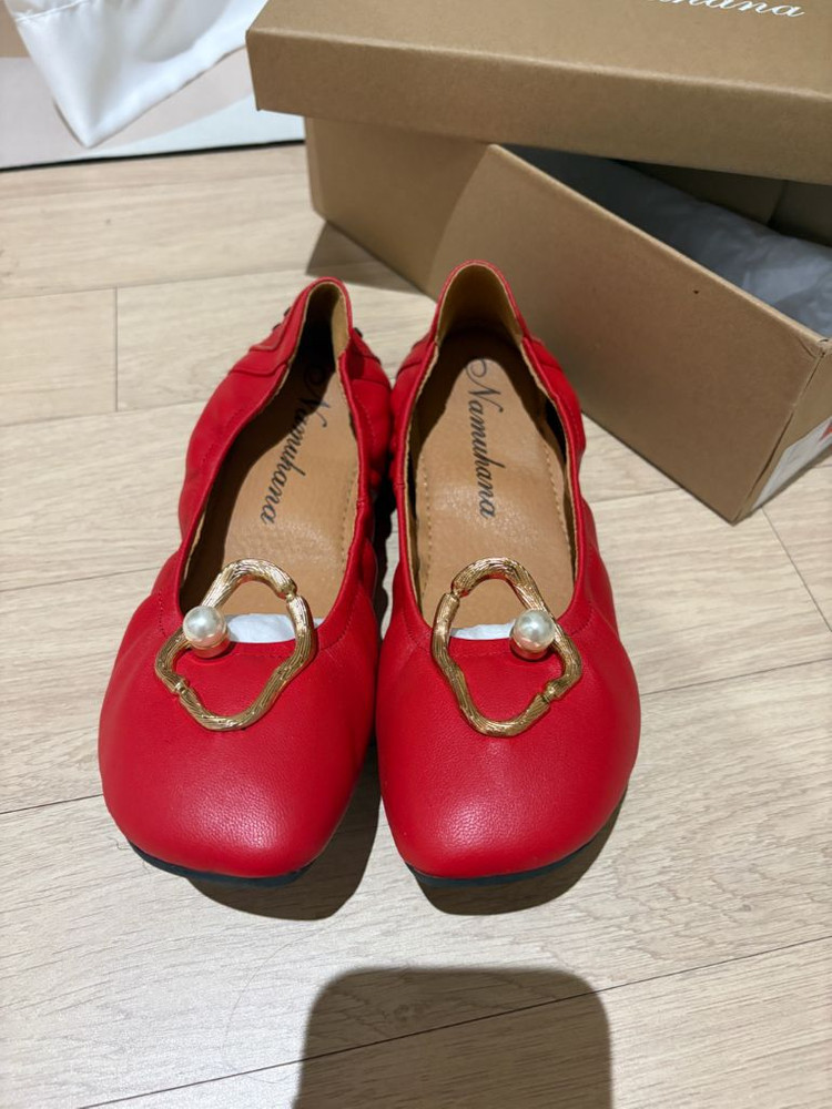 나무하나 레드 소가죽 플랫 245 이미지