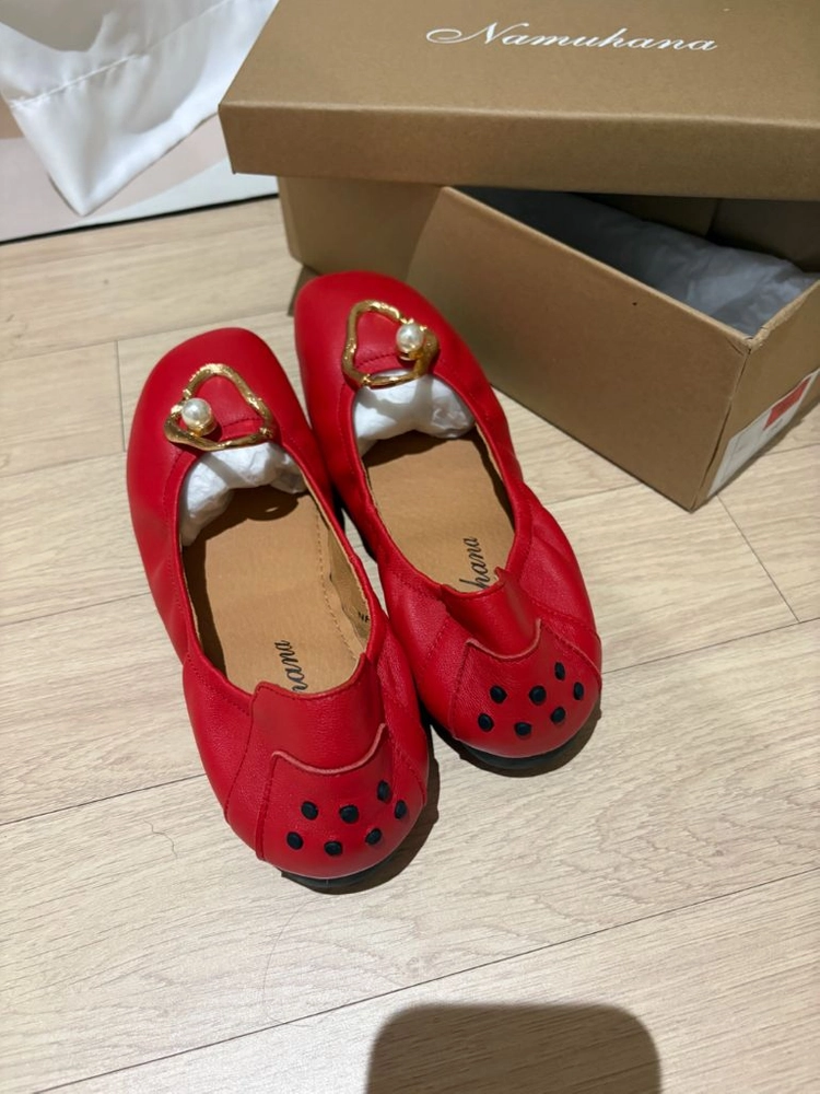 나무하나 레드 소가죽 플랫 245 이미지