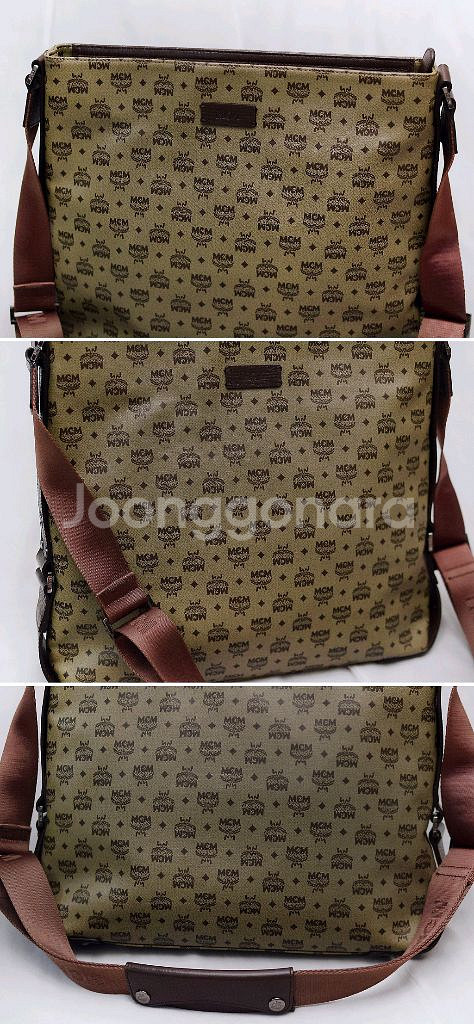 MCM 비세토스 모노그램 마블 캔버스레더 숄더.메신저백--3