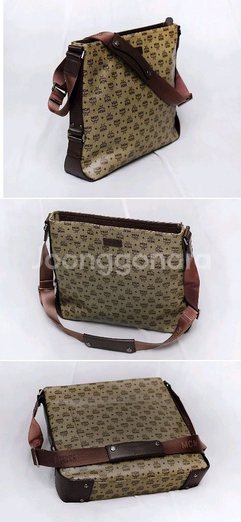 MCM 비세토스 모노그램 마블 캔버스레더 숄더.메신저백--2