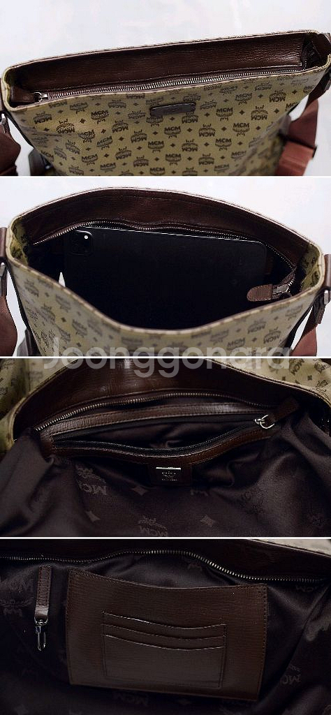 MCM 비세토스 모노그램 마블 캔버스레더 숄더.메신저백--5