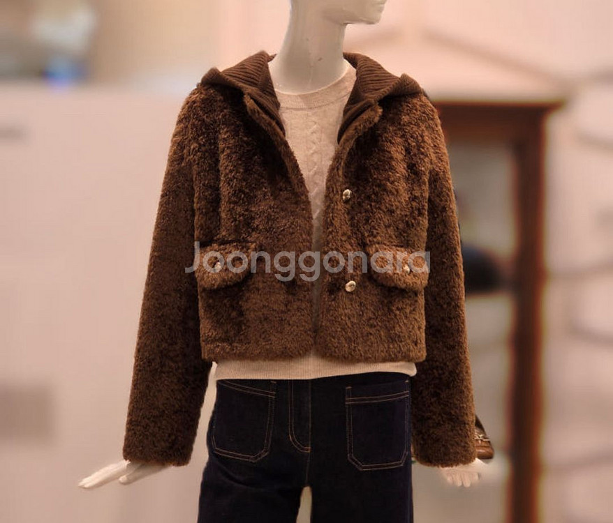 ZOOC 쥬크 양털 부클 바라클라바 무스탕 자켓--0