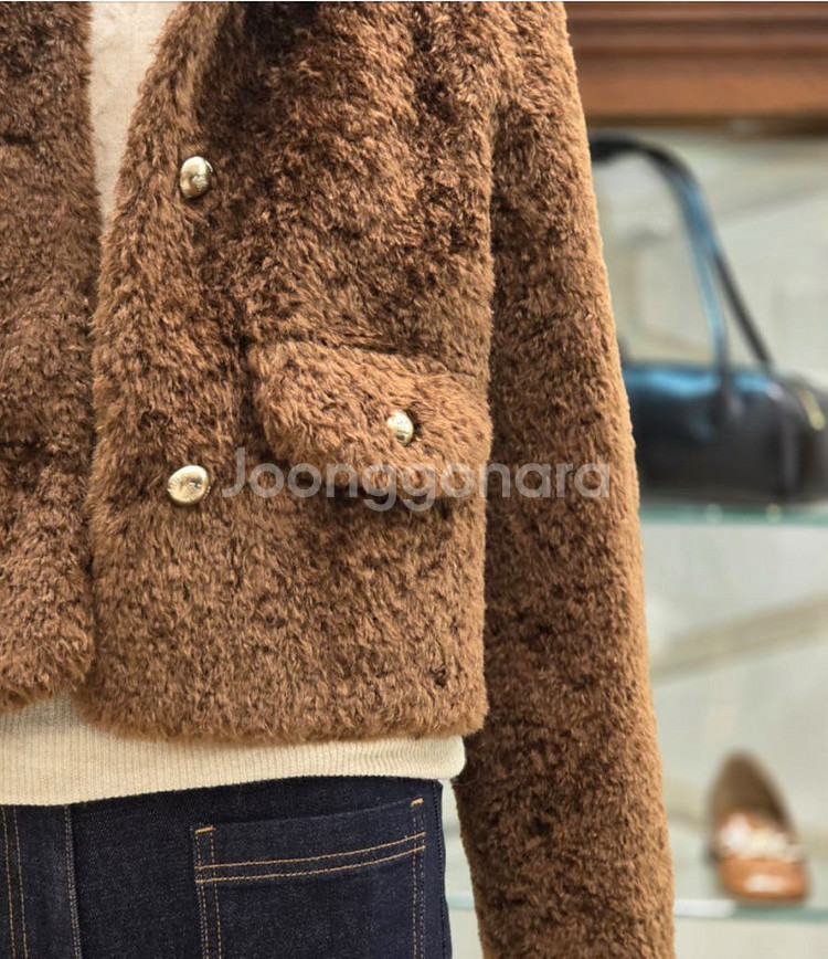 ZOOC 쥬크 양털 부클 바라클라바 무스탕 자켓--1