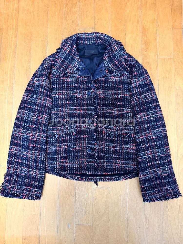 시스템 데님 배색 트위드 자켓 M--0
