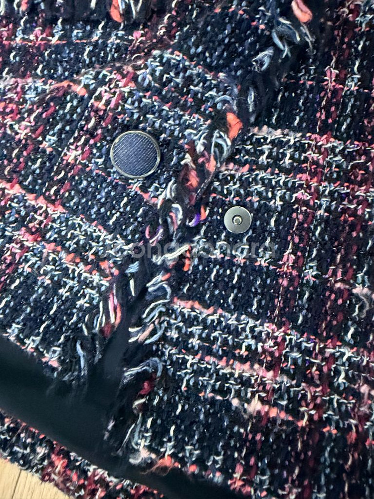 시스템 데님 배색 트위드 자켓 M--3