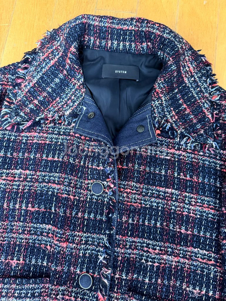 시스템 데님 배색 트위드 자켓 M--2