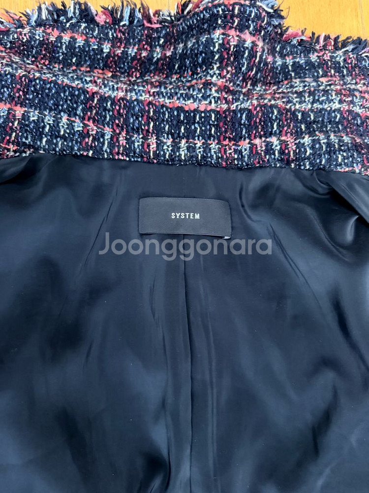 시스템 데님 배색 트위드 자켓 M--6