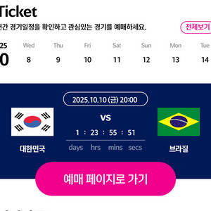 한국 브라질 전 2등석 68열 연석 3매