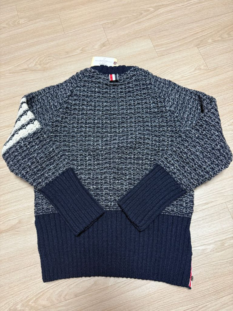 톰브라운 4바 스트라이프 모헤어 트위드 니트(네이비)--6