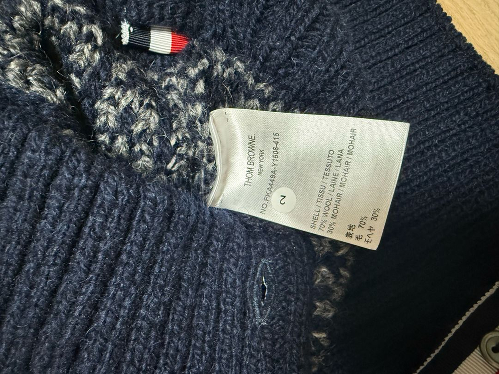 톰브라운 4바 스트라이프 모헤어 트위드 니트(네이비)--4