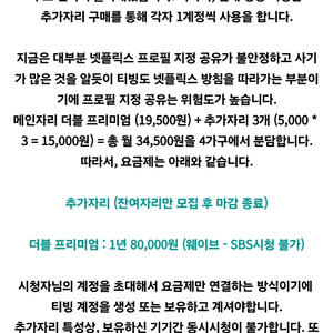 (관리 및 소통 최상) 티빙 웨이브 더블 프리미엄 1년