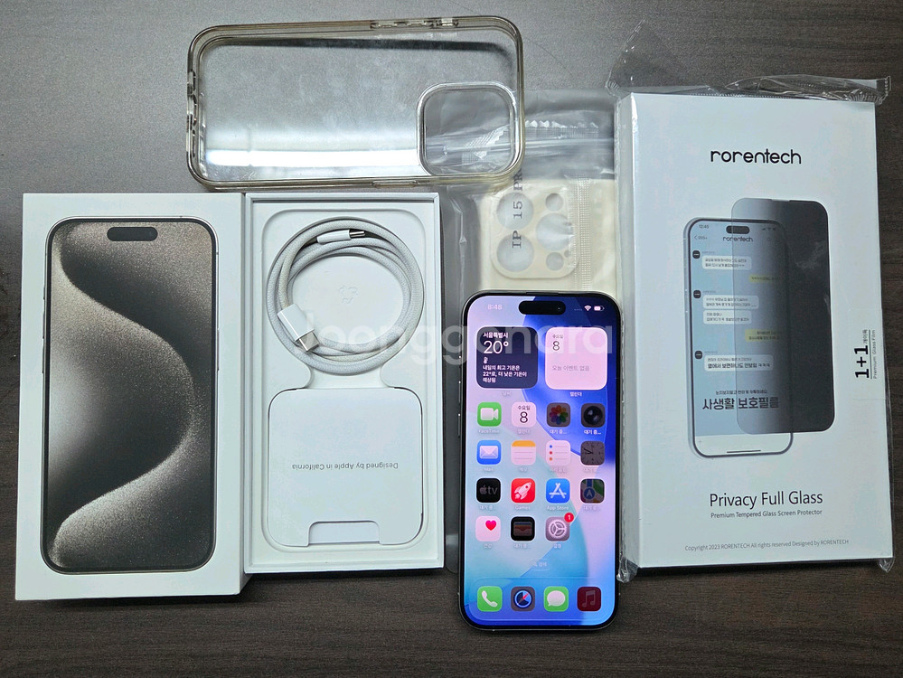 아이폰15프로 256gb 내추럴티타늄 풀박75만--0