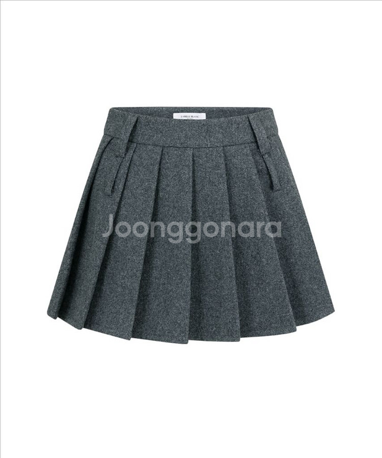 라벨르블랑 울 플리츠 스커트 그레이 블랙 브라운 S--1