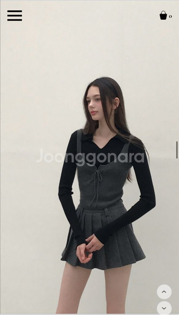 라벨르블랑 울 플리츠 스커트 그레이 블랙 브라운 S--3