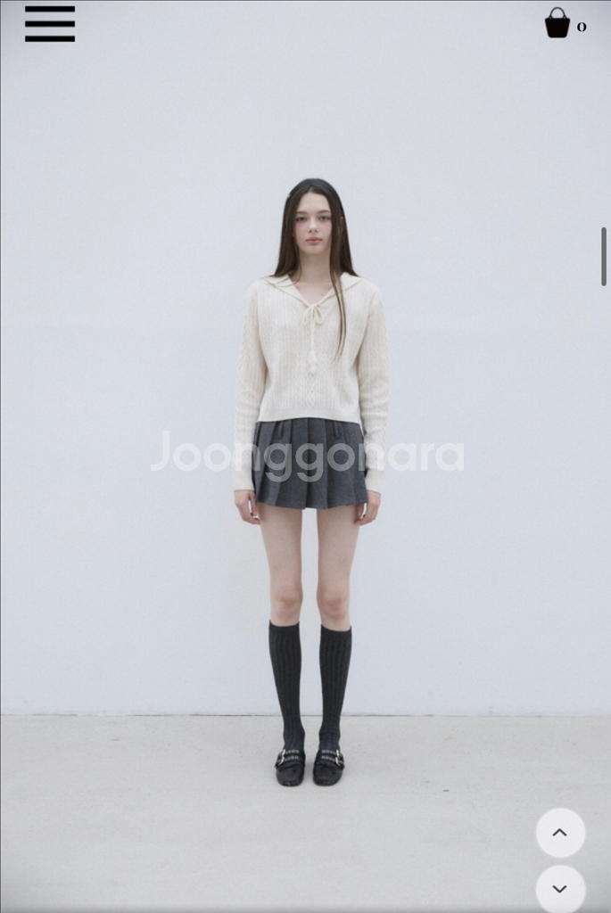 라벨르블랑 울 플리츠 스커트 그레이 블랙 브라운 S--4