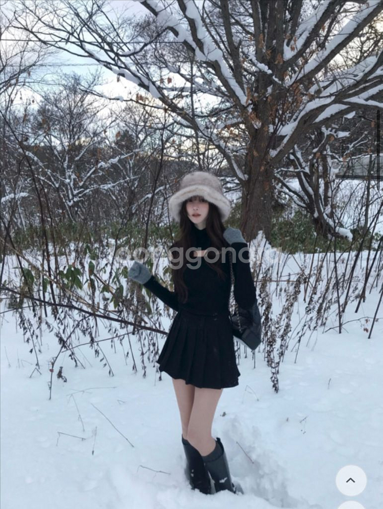 라벨르블랑 울 플리츠 스커트 그레이 블랙 브라운 S--6