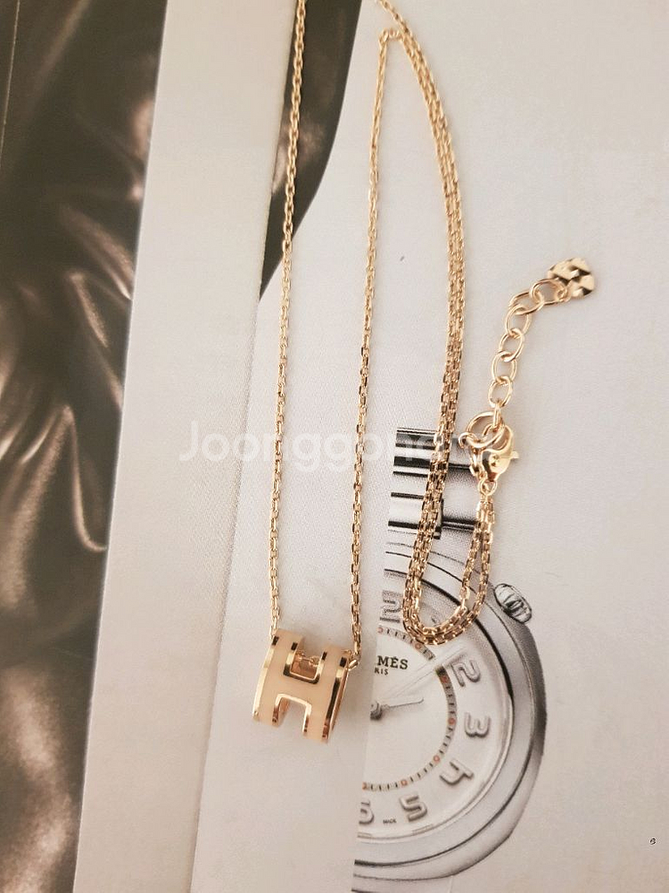 18k 핑크 에폭시 목걸이--0