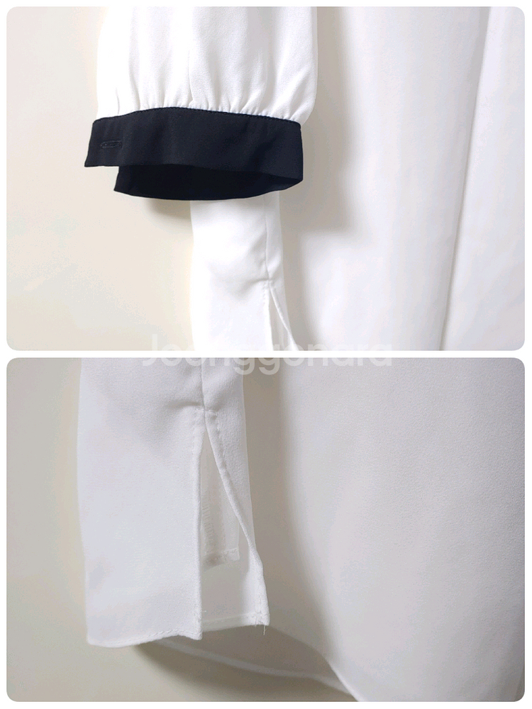 (새상품) 쉬즈미스 배색 블라우스--5