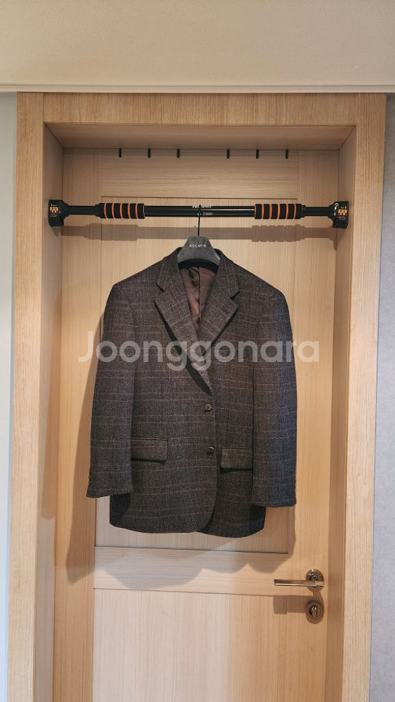 진브라운 체크 울100 모직자켓 XL--0