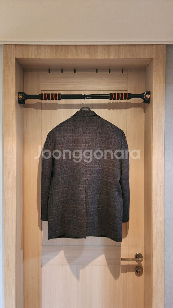 진브라운 체크 울100 모직자켓 XL--1