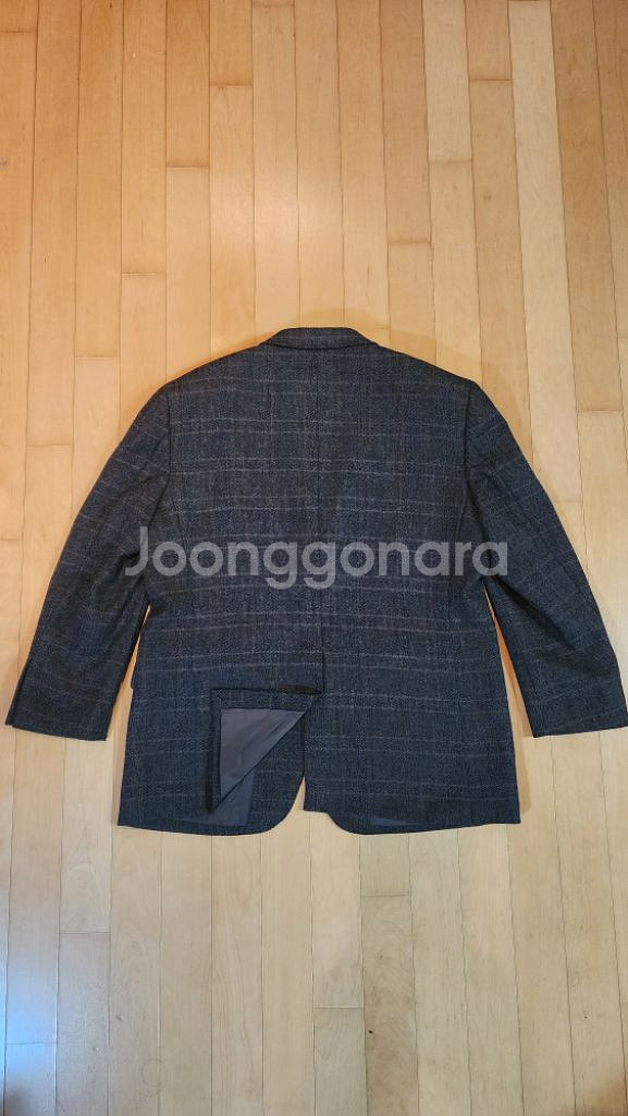 진브라운 체크 울100 모직자켓 XL--4