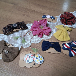 수제 머리핀 브로찌 9개