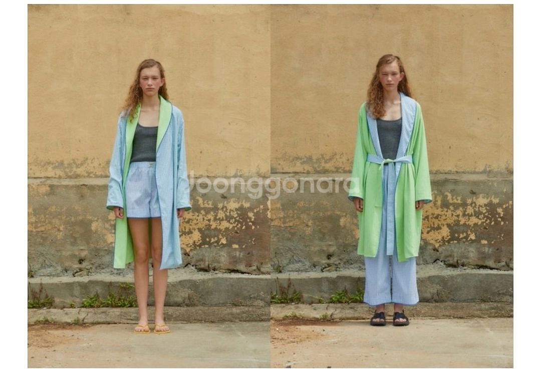 프리미엄라운지웨어 슬리피곰 리버서블 체크로브, 파자마,--0