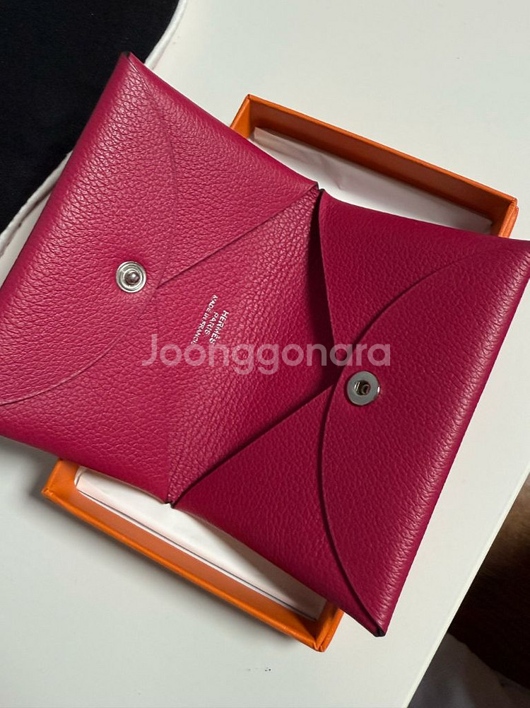 에르메스 칼비 카드지갑 핑크--1