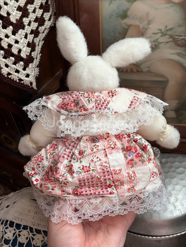 빈티지인형) 패치워크드레스토끼인형 고전인형 빈티지소품--6