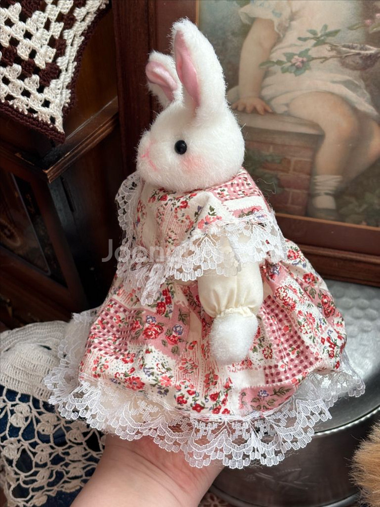 빈티지인형) 패치워크드레스토끼인형 고전인형 빈티지소품--7