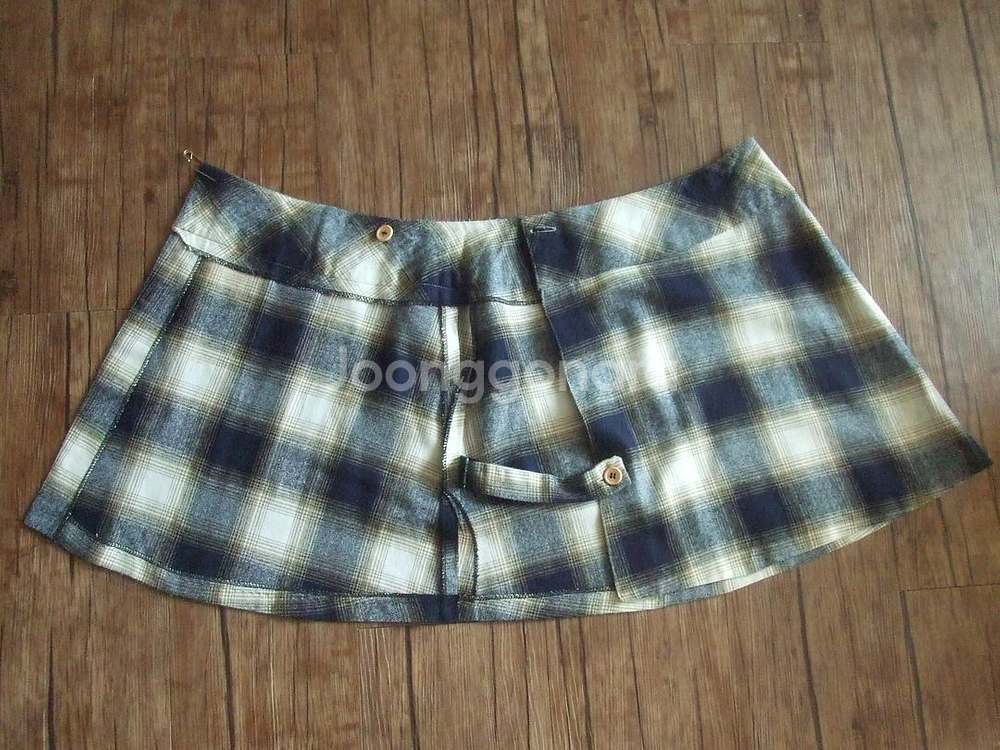 사이즈55 66 체크 스커트 오픈--1