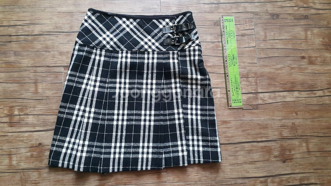 사이즈55 66 체크 스커트 오픈--3