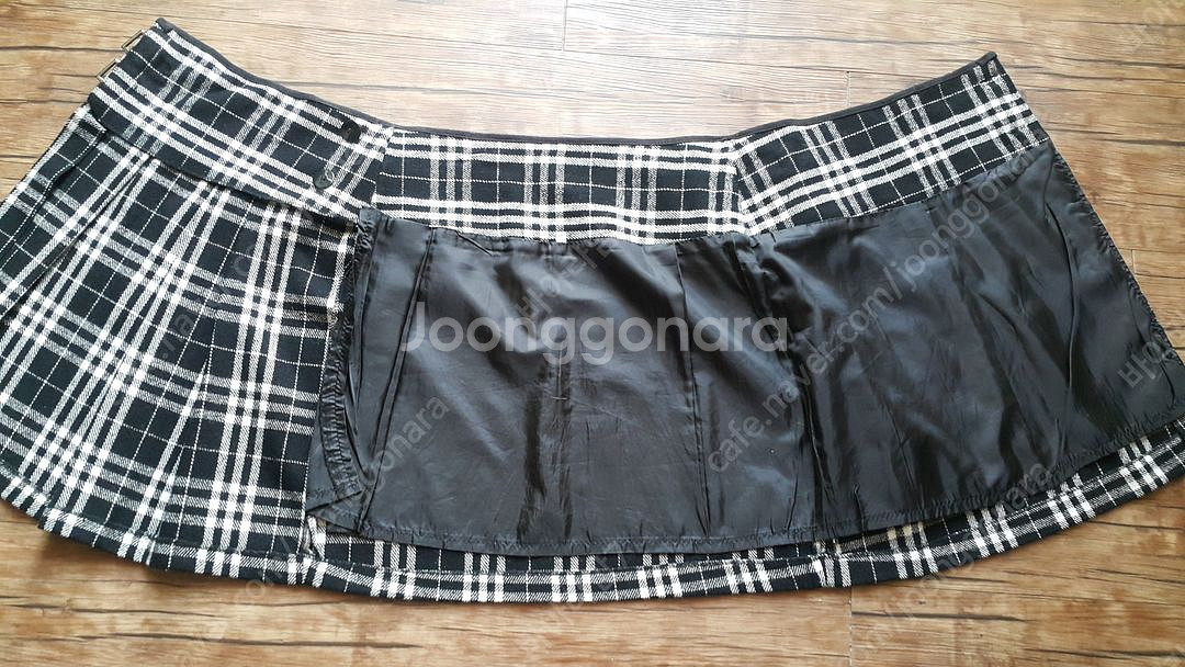 사이즈55 66 체크 스커트 오픈--4