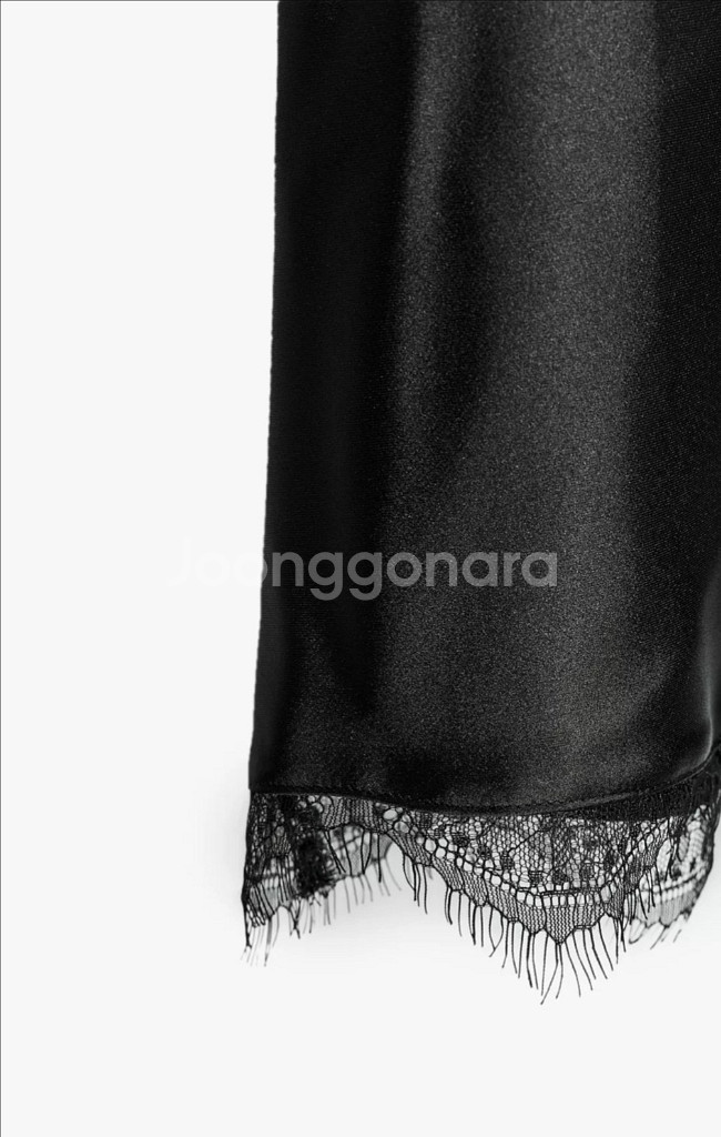 [미사용]ZARA 자라 여성 새틴 레이스 미디 스커트--4