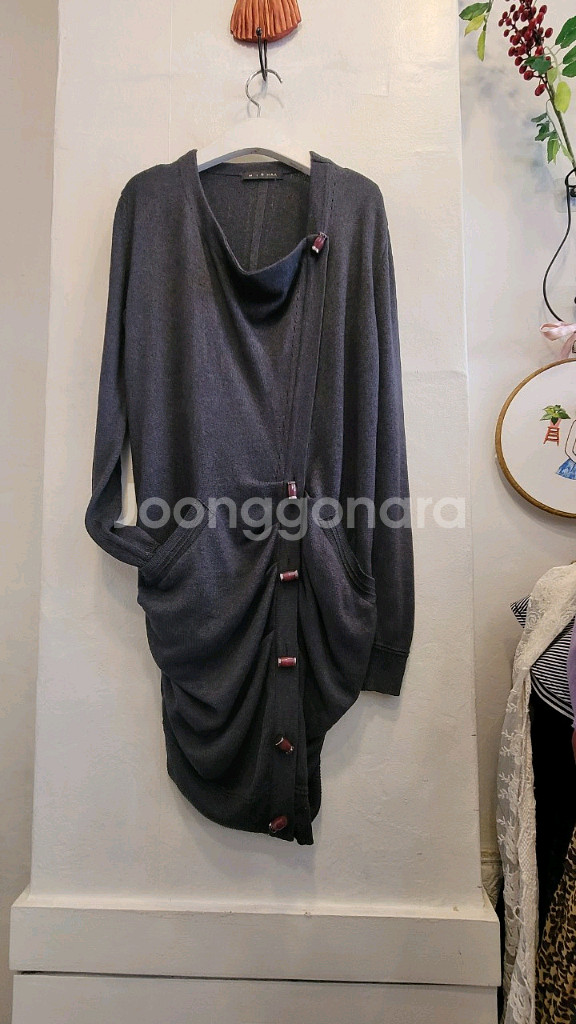 미샤 실크 캐시미어 셔링 롱가디건--0