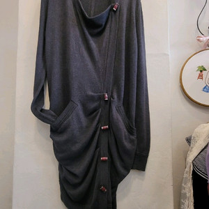 미샤 실크 캐시미어 셔링 롱가디건