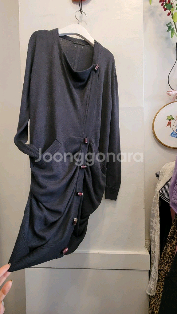 미샤 실크 캐시미어 셔링 롱가디건--1