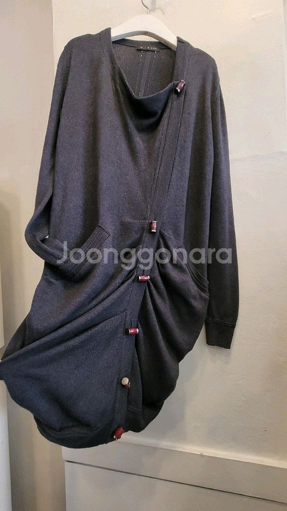 미샤 실크 캐시미어 셔링 롱가디건--4