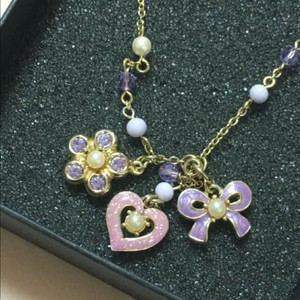 정품 안나수이 레이어드 목걸이 진주 꽃 리본 하트 나비
