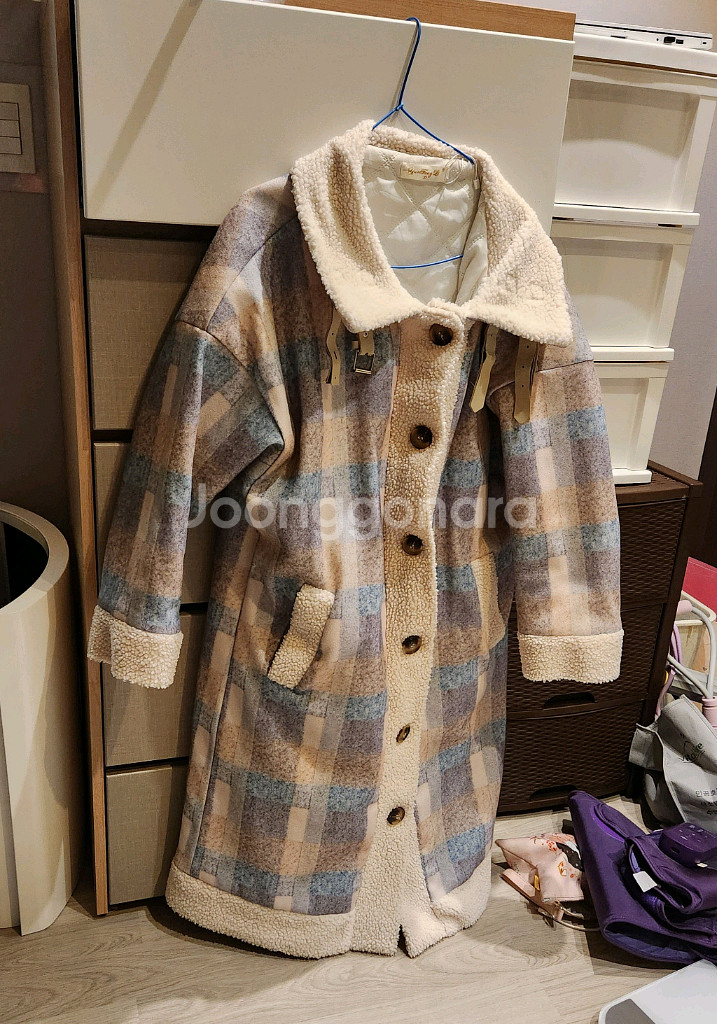 가을겨울 체크 롱 코트 L 95-100--2